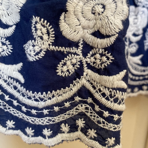 Blue Floral Embroidered Flare Skirt • Boho / Festival / Ruffle Midi - Picture 5 of 9